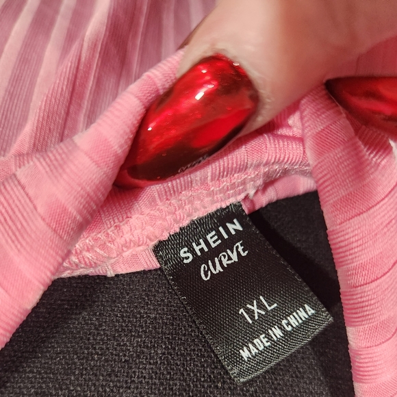 Shein curve pink and white collared bodycon dress pinup punk size 1x - Picture 6 of 11